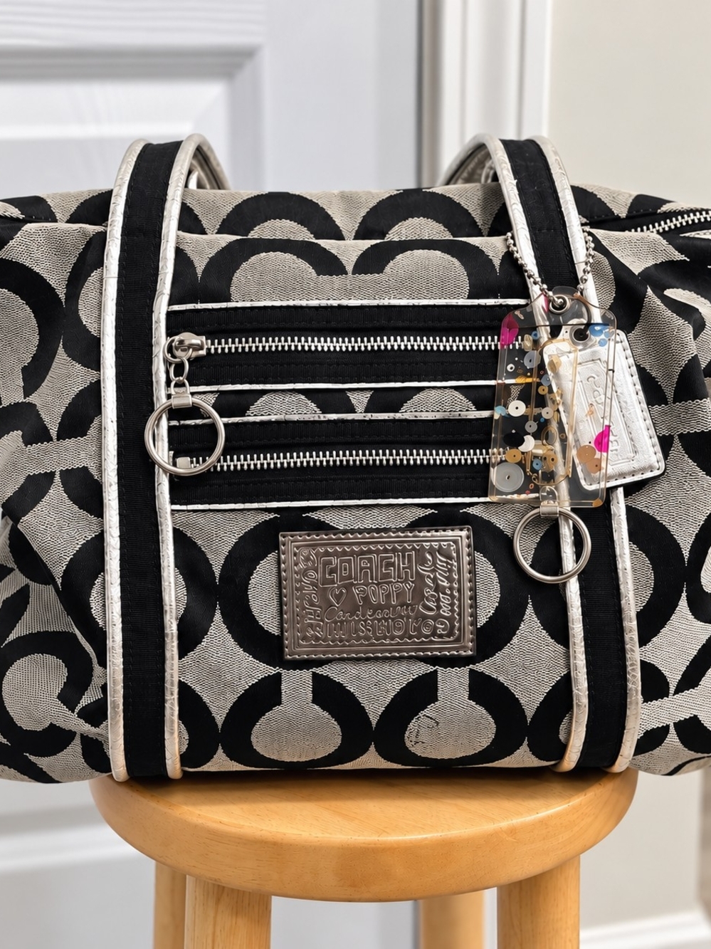 Coach Poppy Signature OP Art Glam Tote EUC